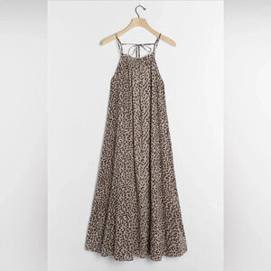 Anthropologie Sundry Leopard Midi Cotton Lined Dress Size 3 / Large